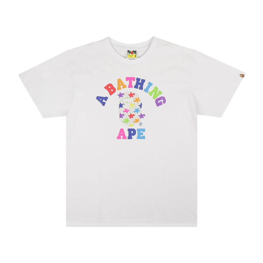 BAPE ABC Rainbow College Tee White | SS24 Graphic Tee