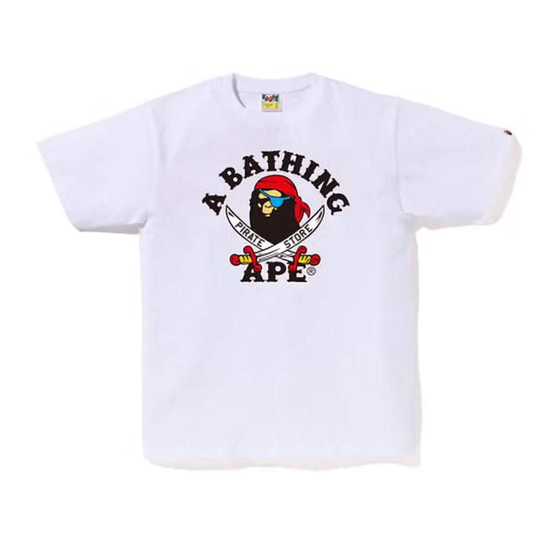 BAPE Ape Pirate college Tee White