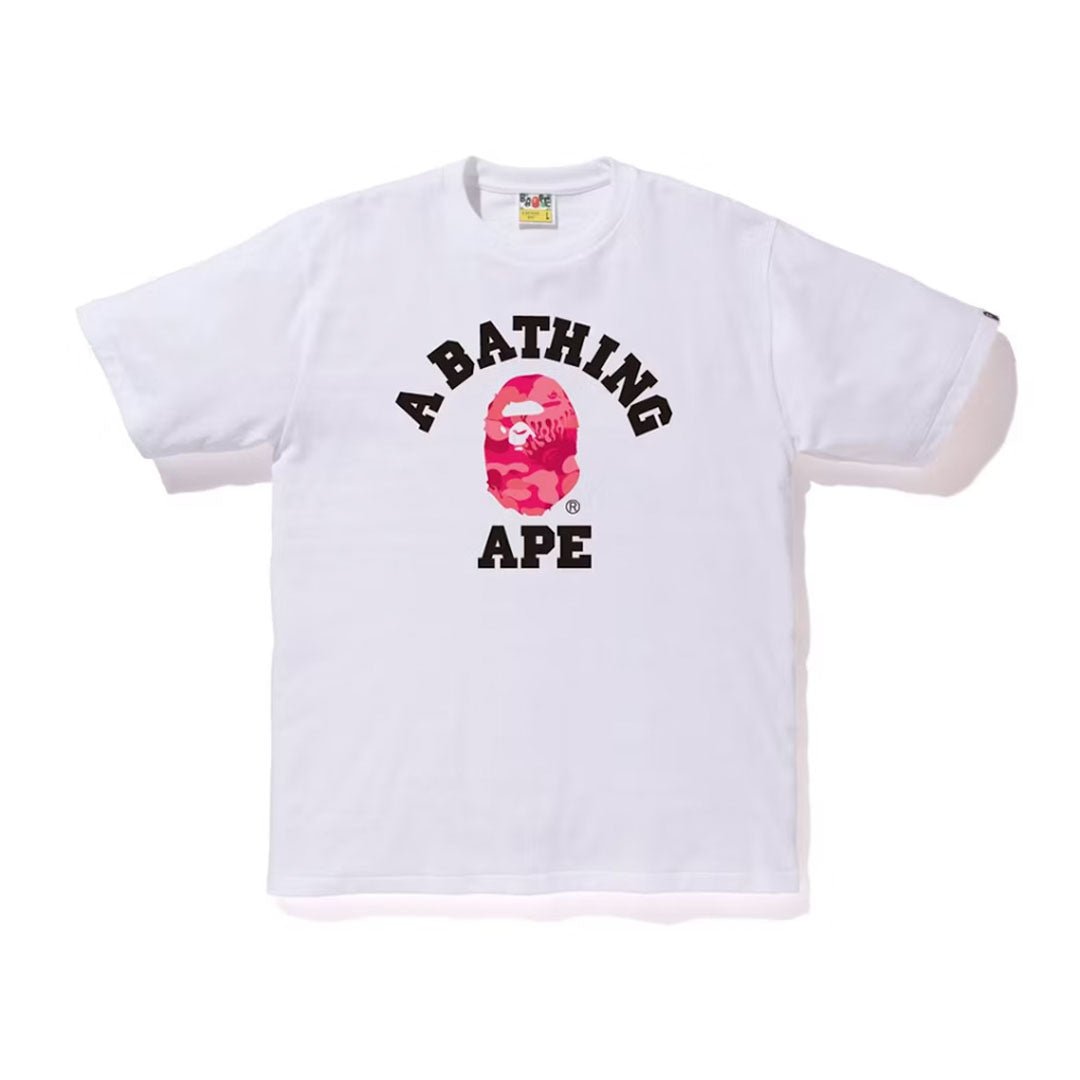 BAPE Fire Camo College Tee White/Pink | SS24 Graphic Tee