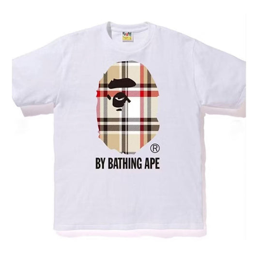 BAPE A Bathing Ape Check by Bathing Tee White/Beige