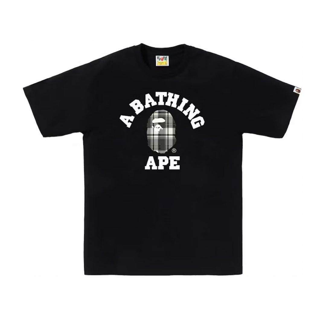 BAPE Check College Tee Black/White | SS24 Graphic Tee