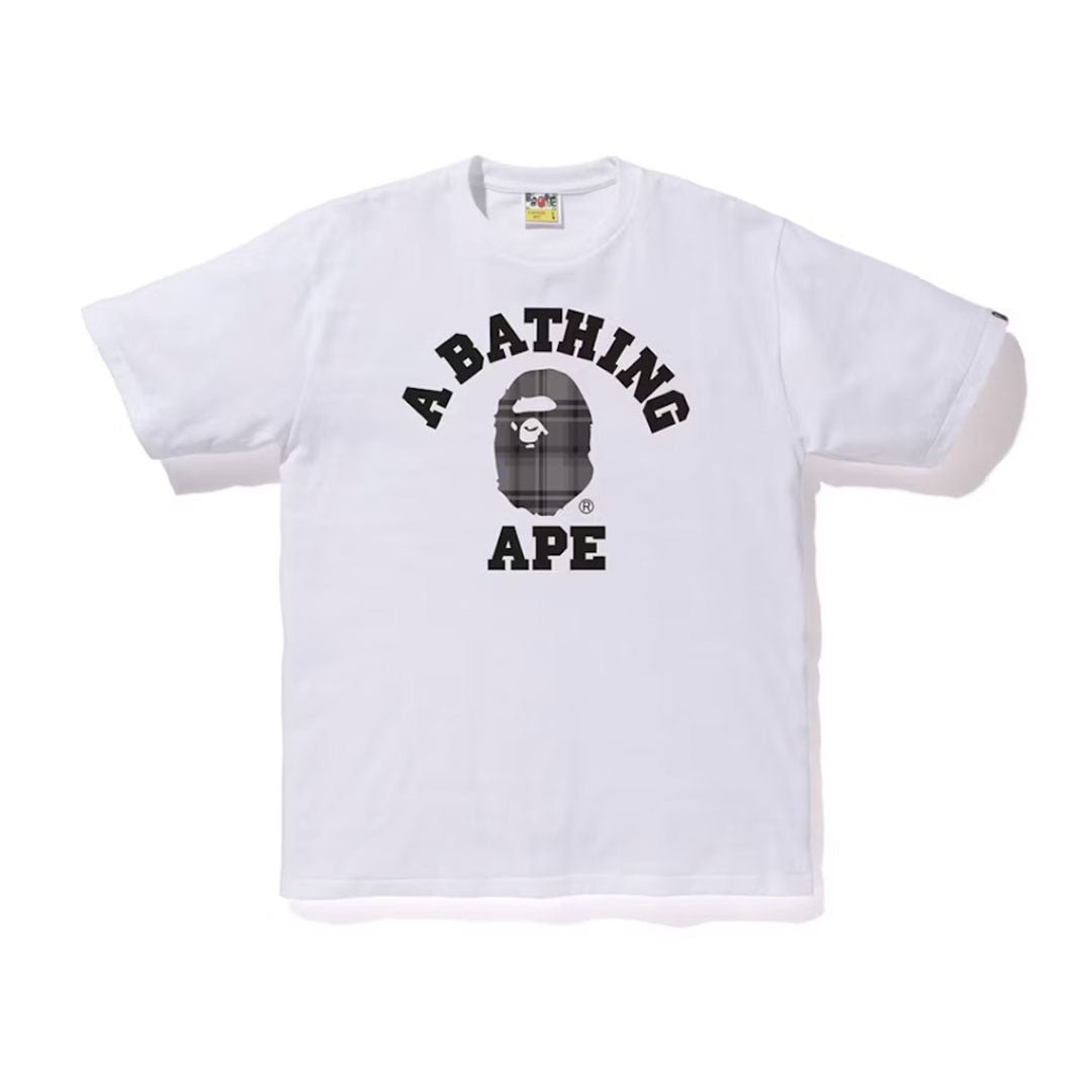 BAPE Check College Tee White/Black | SS24 Graphic Tee