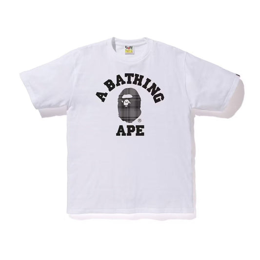 BAPE Check College Tee White/Black | SS24 Graphic Tee