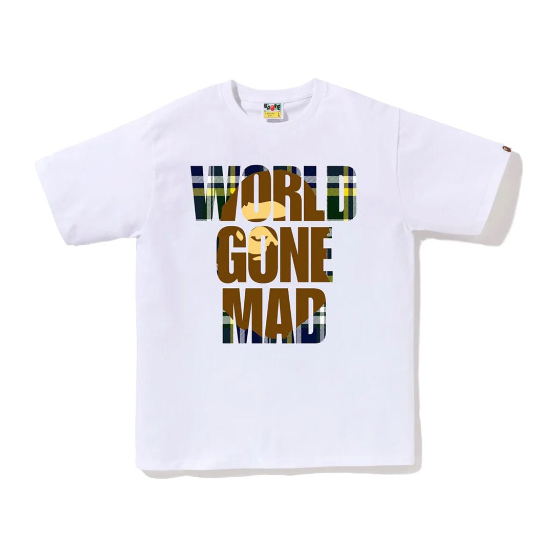 BAPE Check World Gone Mad Tee White | SS24 Graphic Tee