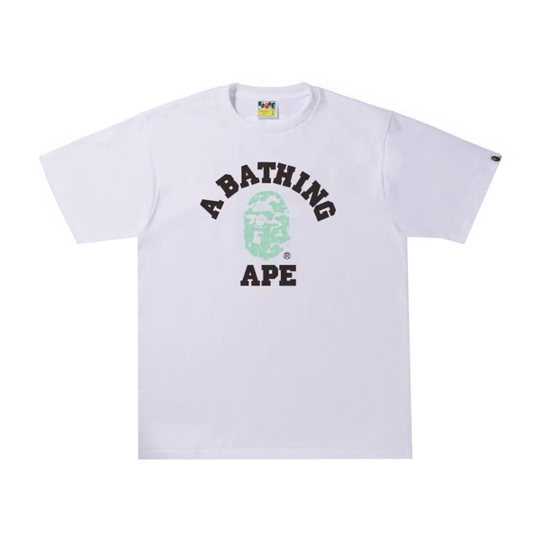 BAPE Text Code Camo College Tee White/Mint | SS24 Graphic Tee